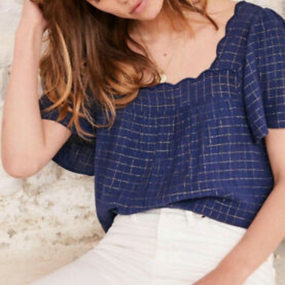 Sezane Bea scalloped blouse 40